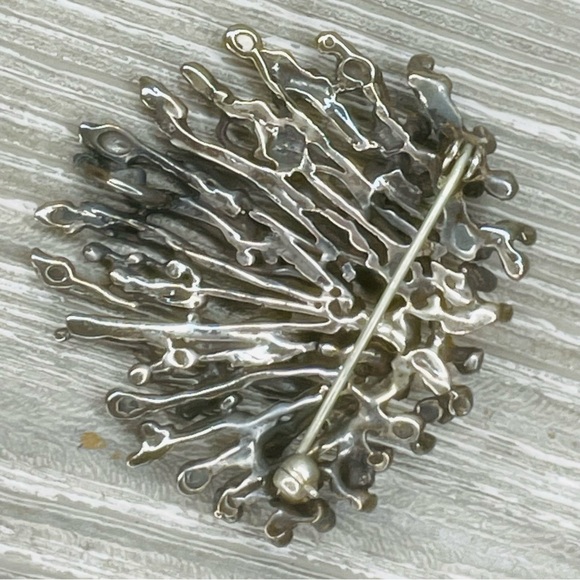Vintage Unique sterling brutalist pendant brooch Jewlery pin burning bush - Picture 3 of 4